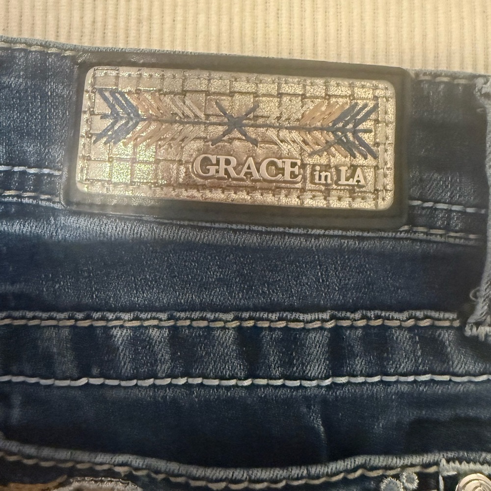 Grace in LA Bootcut Embellished Jeans Sz 26 Bling Western Cowgirl - Picture 2 of 9